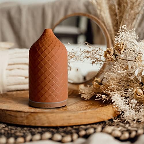 Essential Oil Diffuser for Home, Ceramic Aromatherapy Diffuser for Essential Oils, 120ml Oil Diffuser with Waterless Auto-Off and 7 LED Lights for Large Room Yoga Spa (Terracotta) - Image 2