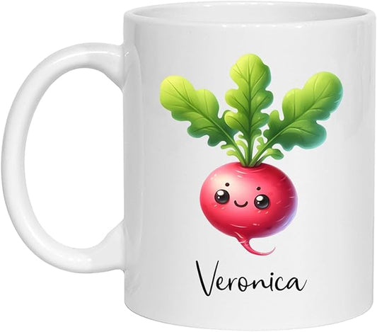 Radish Vegetable Coffee Mug, Personalized Name Radish Mug Gifts For Vegetable Lovers, Vegetable Cup, Custom Radish Travel Ceramic Mug 11Oz 15Oz, Vegan Lovers Mug, Radish Teacup, Vegetarian Coffee Cup