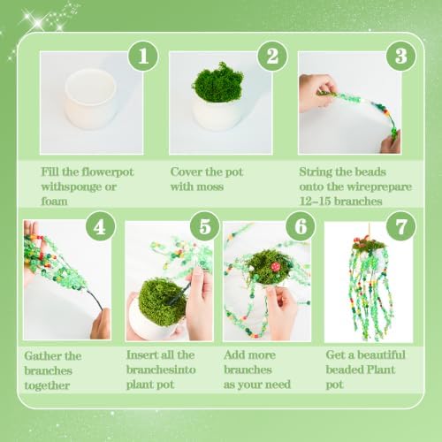 LGYAYARUN Green Glass Beaded Plant Kit, 2880Pcs Forever Hanging Green Beads - Image 3