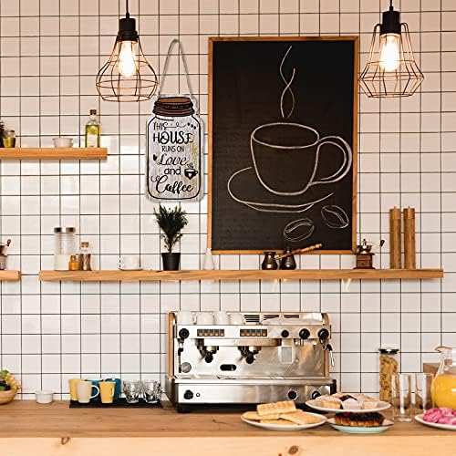 Jetec 3 Pcs Coffee Bar Decor Sign Mason Jar Wall Hanging Plaque Farmhouse Kitchen Decor Wooden Coffee Sign for Kitchen Home Living Room Wall Decorations(Simple Style) - Image 2