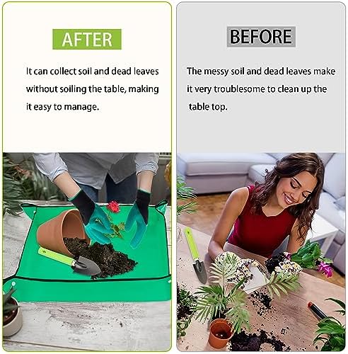 WNJ Plant Repotting Mat for Garden, 2 PCS Waterproof Potting Mats, Foldable Indoor Plant Mat, Portable Mini Garden Tool Set, 12 PCS Succulent Garden Tool Set,Square Garden Potting Tray,Gifts for Women - Image 4