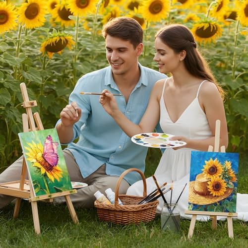Engrowtic 12 Pcs 8 x 10'' Sunflower Flower Pre Drawn Canvas to Paint Pre Printed Sketched Canvas for Adult Ladies Paint Art Party Favor Board Set for Craft(Bright Style) - Image 5