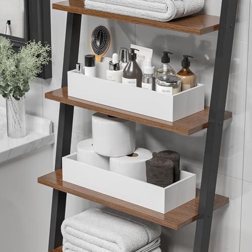 ZHWS Toilet Paper Basket, Bathroom Basket, Toilet Tank Tray for Storage Toiletries, Back of Toilet Organizer, Bathroom Vanity Tray for Makeup, Decorative Tray, Toilet Tank Basket 15" x 6" x 3 White - Image 2