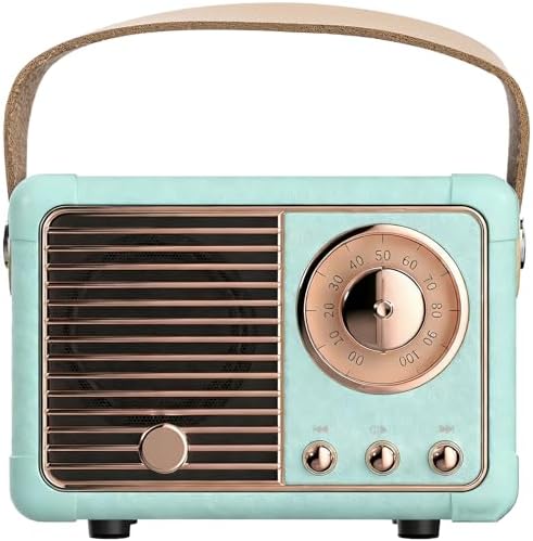 Vintage Bluetooth Speaker Cute, Retro Style Vintage Decor, Portable Wireless Bluetooth Speaker, Vintage Cute Old Fashion Style for Bedroom Kitchen Desk Office Party Outdoor Travel (Blue) by Unknown