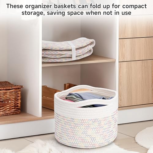 3 Pack Small Rope Storage Baskets, 9.82×9.82×7.1", Rainbow - Image 5