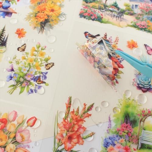 30 Sheets Precut Colorful Garden Landscape Stickers Book for Junk Journal Supplies, Transparent PET Stickers for Journaling, Scrapbooking, Bujo, Collage, Card Making - Image 3