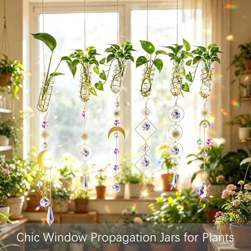 6Pcs Crystal Suncatchers with Propagation Stations Glass Wall Planters - Image 2