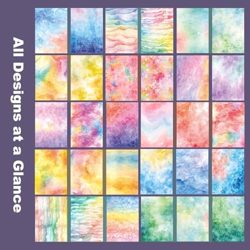 30 Sheets Puzzle Pre-Cut Washi Stickers, Featuring Abstract Watercolor, Pastel Gradient and Geometric Designs for Scrapbooking, Bullet Journaling, DIY Crafts - Image 4