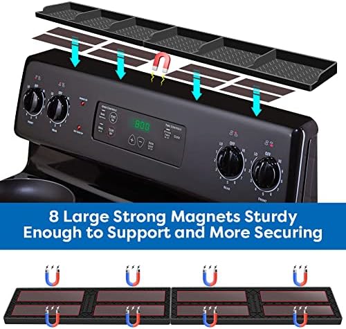 Hydream Stove Top for Silicone Shelf,30 Inch Magnetic Shelf Over the Stove Spice Rack,Kitchen Organizer Magnet Above Stovetop Back of Flat Storage Suctioned-Black - Image 3
