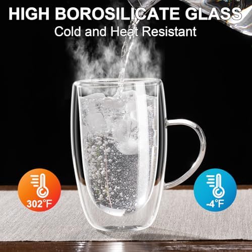 Baalaka Tea Infuser Mug, 16 fl oz Double-Wall Glass for Loose Leaf Tea (Pack of 4) - Image 5