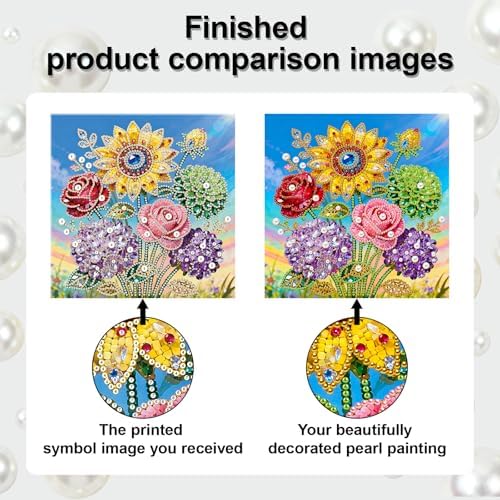 Xylzzuit Pearl Painting Kit with Frame 9.84x9.84IN Colorful DIY Gemstone Pearls Beads Art Craft for Adults Home Desktop Wall Decor (Flower02) - Image 6