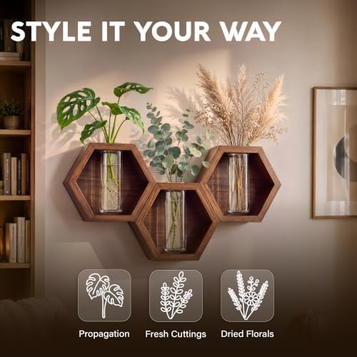 AVERGO Wall Plant Decor (1-Pack), Acacia Wood Indoor Wall Planter - Image 3