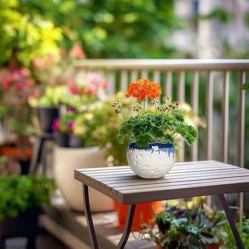 4 Inch Plant Pots, Ceramic Pots for Plants, Beige-Blue - Image 7