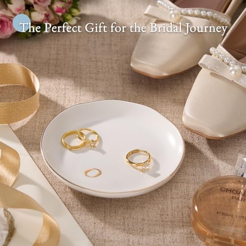 Lolalet Handmade Ceramic Ring Dish Jewelry Tray Plate with Initial, Small Monogram Gift for Her Women Girls Mother, Hostess, Engagement, Bridal Shower, Maid of Honor, Bridesmaid, Birthday, Christmas - Image 3
