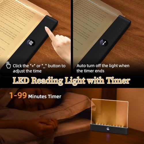 Book Light for Reading in Bed at Night Flat Reading Lights, Black - Image 3