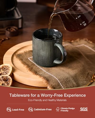 famiware Coffee Mug Set of 6, Star 12 oz Ceramic Mugs Cups Set with Handle - Image 2