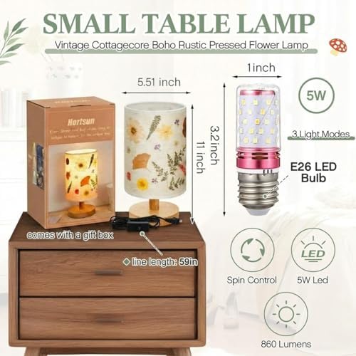 Hortsun Pressed Flower Vintage Table Lamp,Modern Style - Image 2