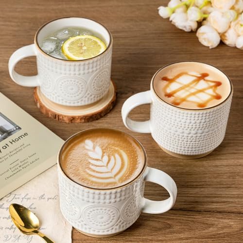 GBhome 16 oz Coffee Mugs Set of 4, Stackable Ceramic Coffee Cups Set - Image 5