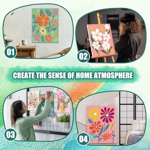 Sherr 75 Pcs 15 Set Floral Pre Drawn Canvas Kit for Painting Craft Sip - Image 4