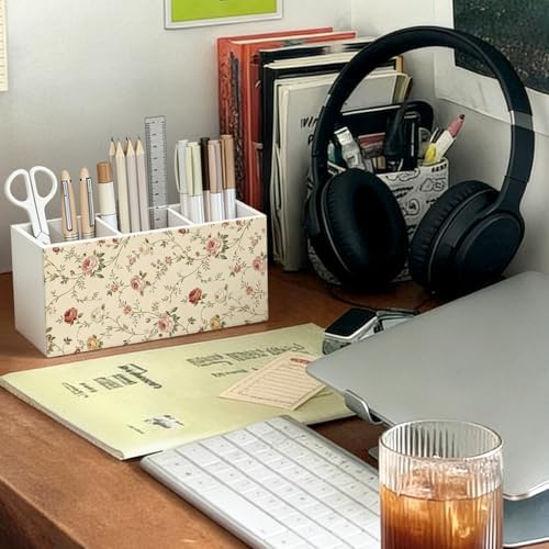 Vintage Floral Pen Pencil Holder for Desk Decor - Image 3