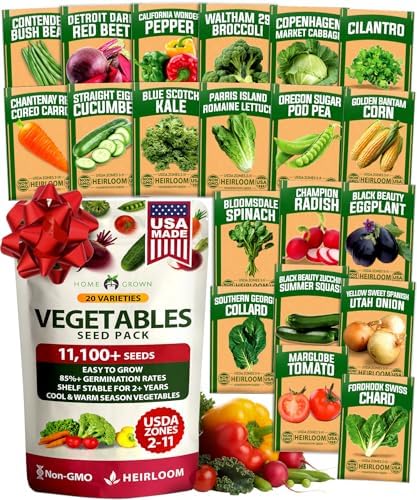 HOME GROWN 20 Variety Survival Seed Vault, 10,000+ Vegetable Seeds by HOMEGROWN