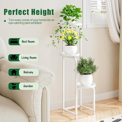 INGIORDAR Plant Stand Indoor Outdoor Corner Tiered Plant Shelf 3 Tier Metal - Image 2
