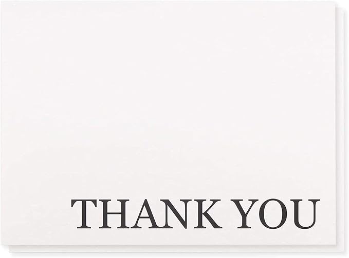 Sustainable Greetings 120 Pack Thank You Cards with Envelopes Bulk for Weddings, Bridal Showers, Graduations, Bridal, Blank Inside - Minimalist Black and White Design Thank You Card