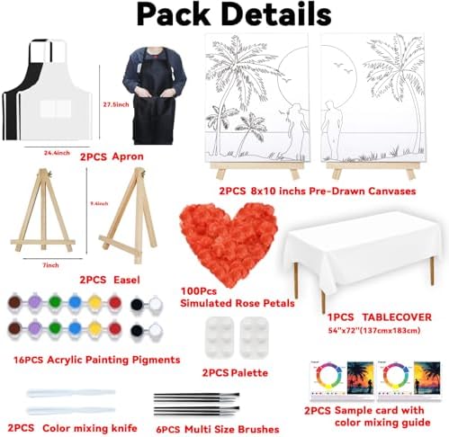 PAILIM Sip and Paint kit for Adults Romantic Pre Drawn Canvas Party Kits - Image 3