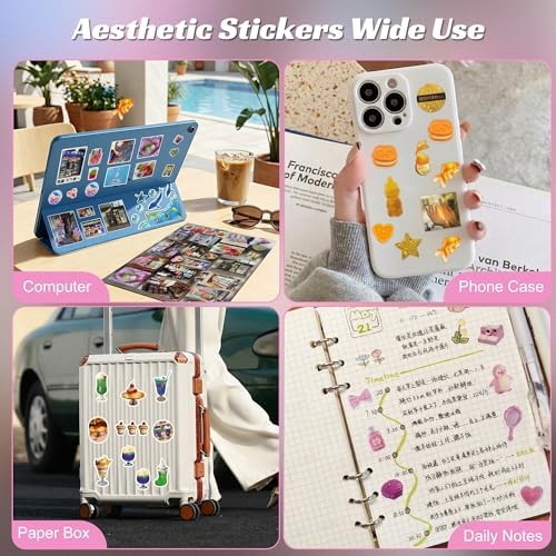 Dreamcore Sticker Book for Adults - 30pg Japanese Retro Sticker Book for Journaling, Aesthetic Scenery & Butterfly Scenes, Glossy & Matte Finish（ Dreamcore 2） - Image 5