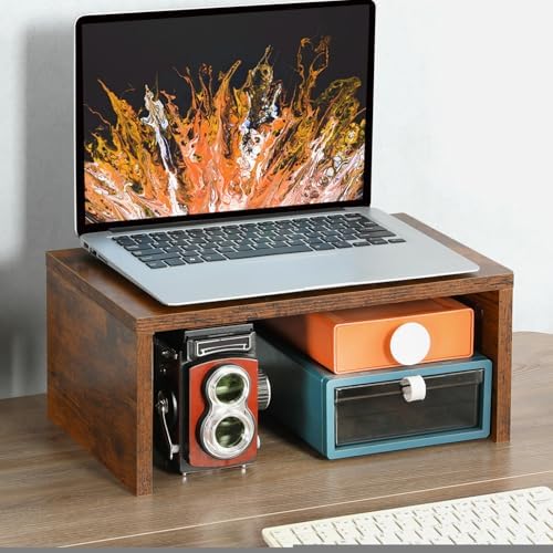 TEAMIX 6.7 inch Tall Monitor Stand Riser, Wood Shelf Riser, Desk Organizer - Image 2