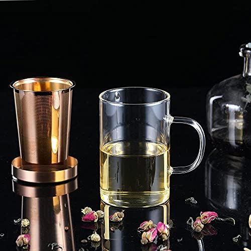 ecooe 16.9oz Glass Tea Cup with Infuser and Lid 430ml(Use Capacity), Bronze - Image 6