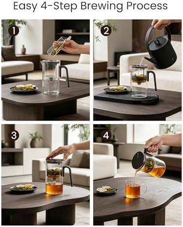 ZENS Magic Teapot with Infuser and Magnetic Lid for Loose Leaf Tea, 28oz - Image 4