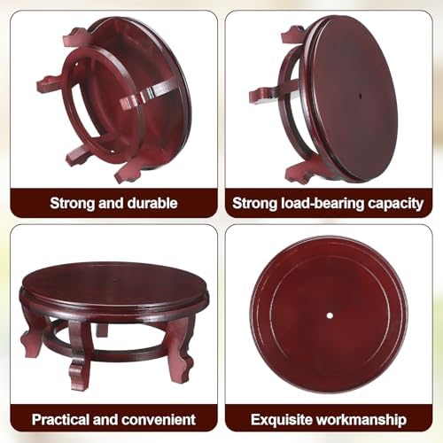 Colingmill 10.5 Inches Wooden Planter Stand Indoor Chinese Vase Fishbowl Display Stands Asian Vase Pot Traditional Stands for Home Indoor Plants Outdoor Decoration - Image 3