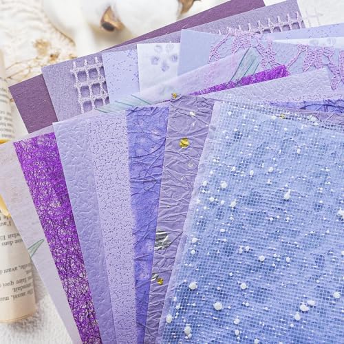 15-Piece Textured Scrapbook Paper Mesh Fabric Set, Purple A5 Sheets by Unknown