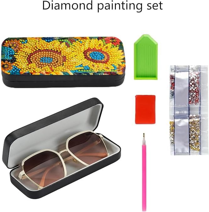 Leatrice 5d Diamond Art Kits for Adults Small Diamond Painting Kit Gem Art Paint by Diamonds Dots Eyeglasses Case DIY for Beginner Women