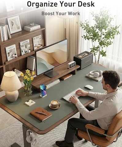 Aothia Faux Leather Desk Mat - Large Mouse Pad, Non-Slip PU Leather Blotter, Waterproof Writing Surface for Office and Home (Jungle Green, 40" x 24") - Image 3