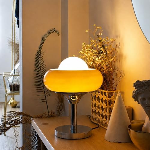 Caramel Orange Glass Table Lamp,for Bedroom and Nightstand,MCM Style by MIXL