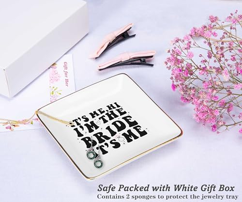 NZY It's Me Hi I'm The Bride-Future Mrs Engagement Gift for Bride to Be - Bridal Shower & Bachelorette Party Gifts - Ceramic Jewelry Tray Trinket Holder Ring Dish - Image 2