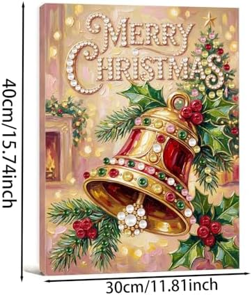 DIY Pearl Painting with Frame Christmas Creative Design, Handmade Healing Home Wall Decoration, 11.81X15.75in (Tools Included)-Bell - Image 7