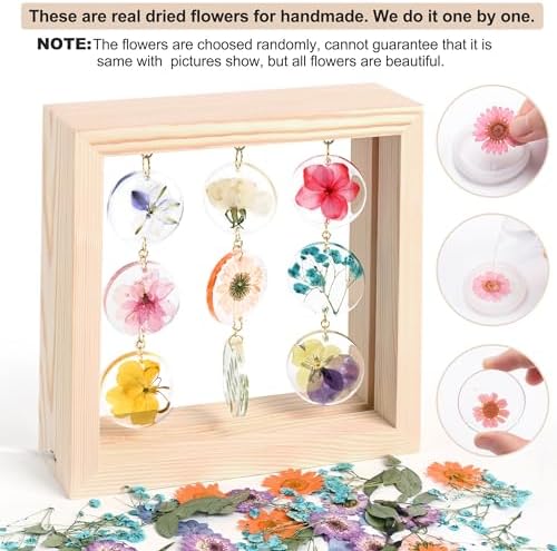 SMUK Dried Flower LED Table Lamp, Handmade Aesthetic 3 Way Dimmable Decorative Pressed Flower Desk Lamp with Wood Frame for Bedroom, Living Room, Office, Desk, Table Unique Bedside Lamps - Image 3