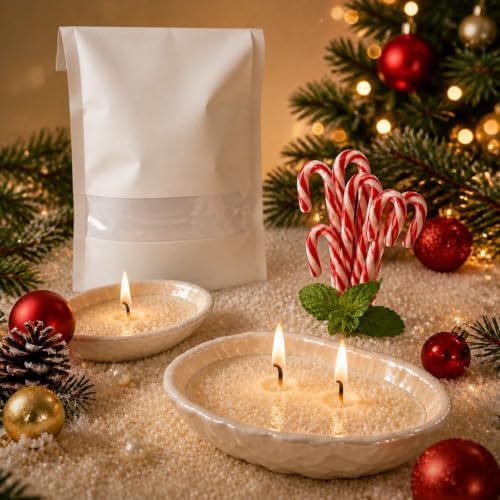 Lounsweer 1 lb Peppermint Pearled Candle Wax 30 Wicks DIY Kit Christmas by Lounsweer