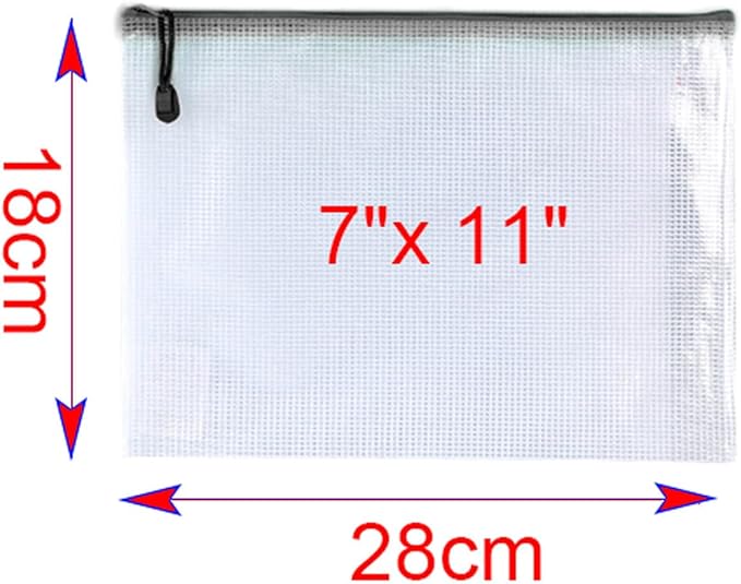 Oaimyy-16Pcs-7 x 11" inches-Mesh Zipper Pouch, Plastic Zip File Folders Puzzle Bags for Organizing,for Office Supplies,Travel,Home Storage-Black