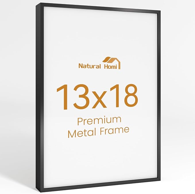 13x18 Aluminum Metal Picture Frame,Tempered Glass Black Photo Frame 13x18 for Family Photo,Posters,Art,Document to Wall Mount Horizontally or Vertically