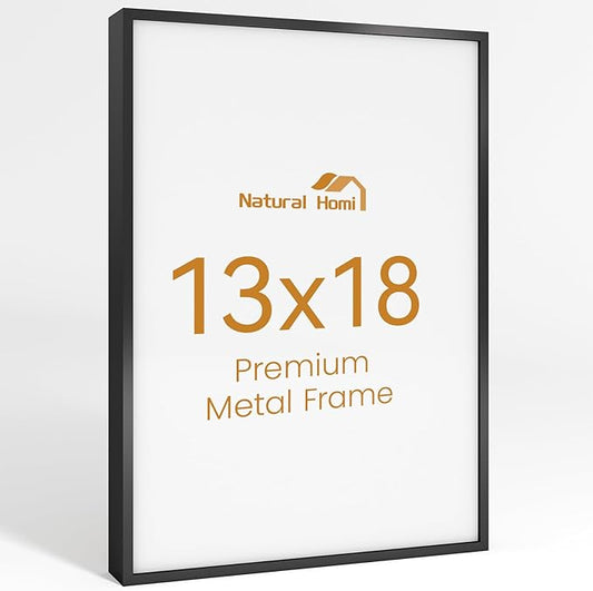 13x18 Aluminum Metal Picture Frame,Tempered Glass Black Photo Frame 13x18 for Family Photo,Posters,Art,Document to Wall Mount Horizontally or Vertically