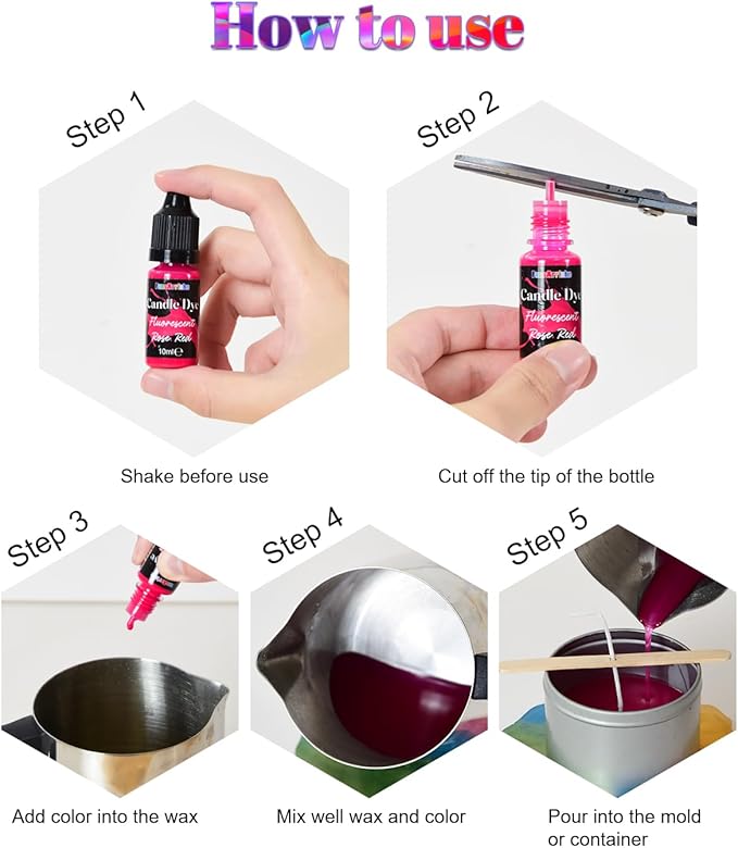 FansArriche Candle Dye - 32 Colors Liquid Oil-Based Dye for Candle Wax, Vivid Candle Color for DIY Candle Making, Highly Concentrated Natural Candle Color