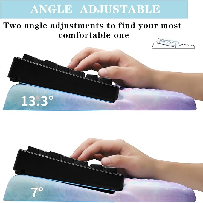 Computer Keyboard Stand Pad with Wrist Rest, Ergonomic Comfy Tilted Keyboard Holder, Keyboard Tray Support for Office Home (Galaxy Blue)