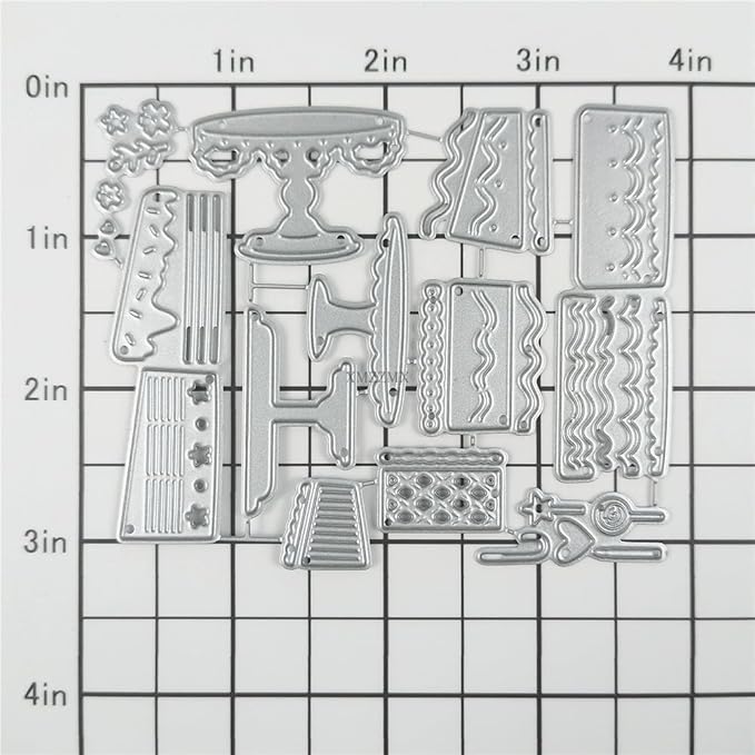 Birthday Party Cake Metal Cutting Dies for Card Making, Paper Embossing Die Cuts Kit Templates, Storage Pockets Supplies, Photo Frame Album DIY Scrapbooking Stencils Sets