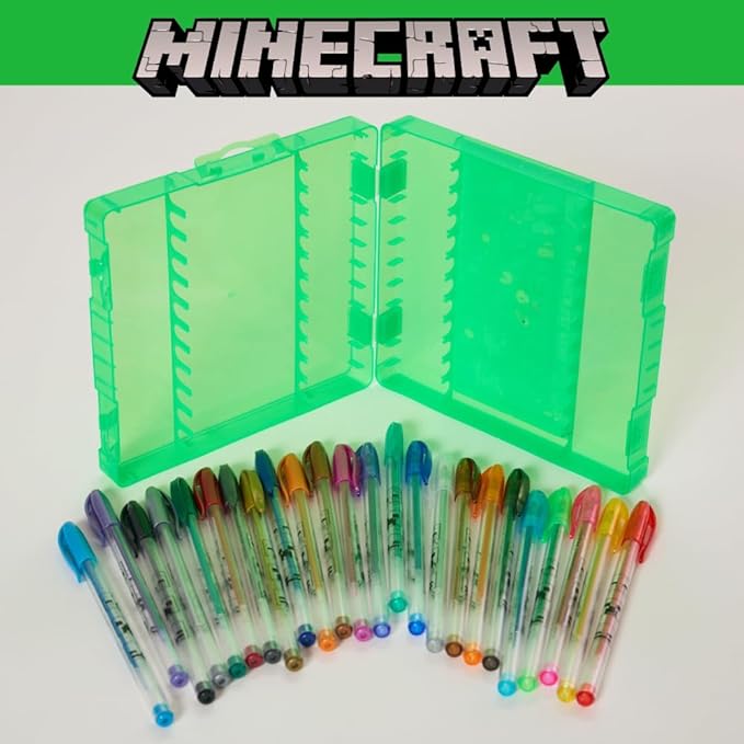 Innovative Designs Minecraft Gel Pens Set for Kids, 24 Pack with Glitter Gel Pens, Cute Pens for Boys and Girls