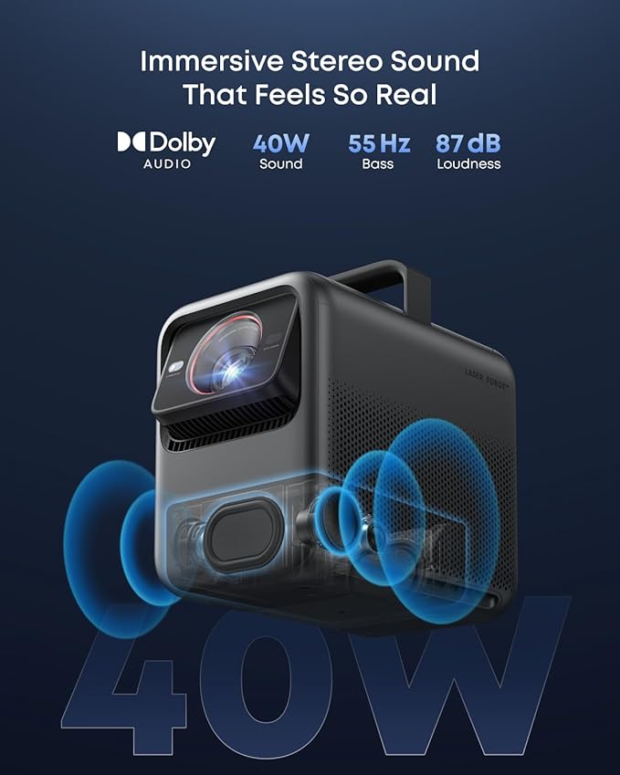 NEBULA X1 Triple Laser 4K Projector, Nebulamaster, 3500 ANSI Lumens, 56000:1 Contrast, 40W Stereo Sound, 0.9-1.5 Optical Zoom, Smart AI, Dolby Vision, 300" Screen, Built-In Micro Gimbal, GTV, Portable