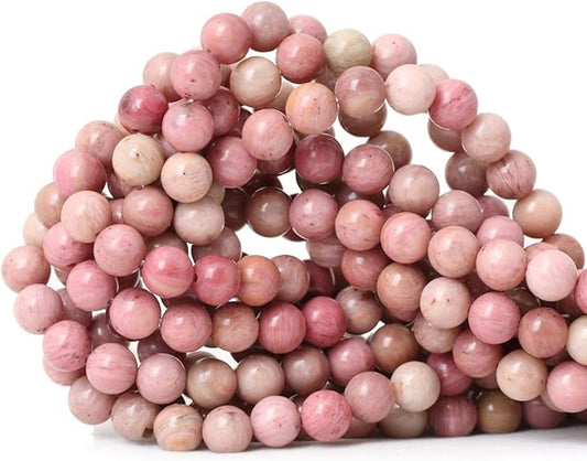 45PCS 8mm Natural Rhodochrosite Gemstone Smooth Round Loose Beads for Jewelry Making DIY Findings 1 Strand 15"